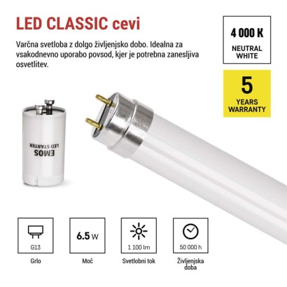 LED cev T8 6,5 W 60 cm NW 10 kos.