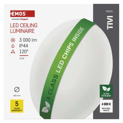 LED-Deckenleuchte TIVI, A CLASS, rund weiß 19W, IP44, Neutral Weiß