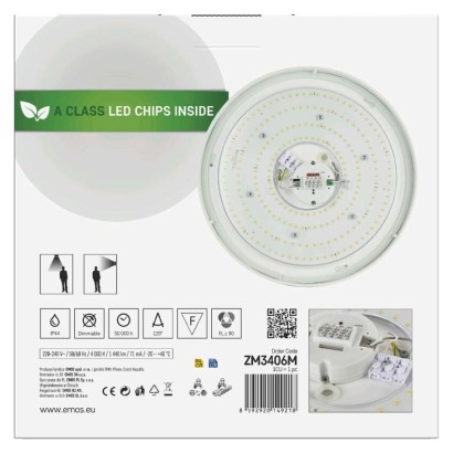 LED-Deckenleuchte TIVI, A CLASS, MW sensor, rund weiß 8,6W, IP44, Neutral Weiß