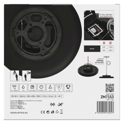 LED-Anbauleuchte DIONI rund, schwarz, 15W, mit Farbtemperatur-Änderung