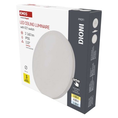 LED svetilo nadometno DIONI okroglo, belo, 18W, nastavljiva CCT