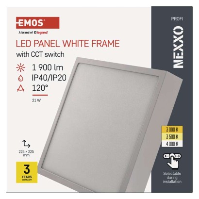 LED svítidlo NEXXO bílé, 22,5 x 22,5 cm, 21 W, teplá/neutrální bílá