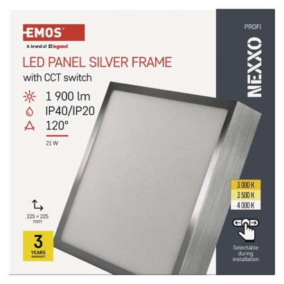 LED svítidlo NEXXO broušený nikl, 22,5 x 22,5 cm, 21 W, teplá/neutrální bílá