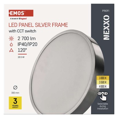 LED felületi lámpatest NEXXO, kerek, ezüst, 28,5W, CCT