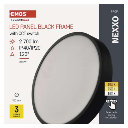 LED surface luminaire NEXXO, round, black, 28.5W, with change CCT
