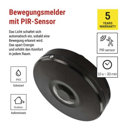 Bewegungsmelder (PIR-Sensor) IP65 2000W, schwarz