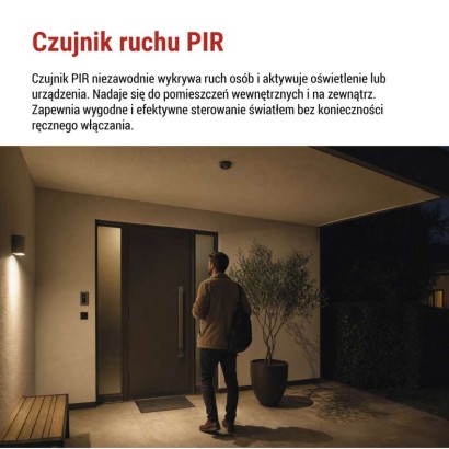 Czujnik ruchu PIR IP65 2000W, czarny