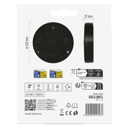 PIR senzor (pohybové čidlo) IP65 2000W, černé