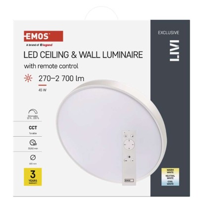 LED lámpatest LIVI 50 cm, 45 W, hideg-meleg fehér, távirányítóval szabályozható, dimmelhet