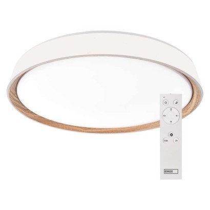 LED přisazené svítidlo ILVI, kruhové 30W, stmív. se změnou CCT, bílá+dřevo