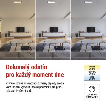 LED přisazené svítidlo ILVI, kruhové 30W, stmív. se změnou CCT, bílá+dřevo