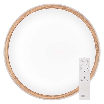 LED přisazené svítidlo ILVI, kruhové 30W, stmív. se změnou CCT, bílá+dřevo