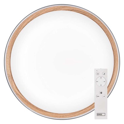 LED přisazené svítidlo ILVI, kruhové 30W, stmívání+CCT, černá+dřevo