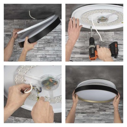 LED přisazené svítidlo ILVI, kruhové 30W, stmívání+CCT, černá+champagne