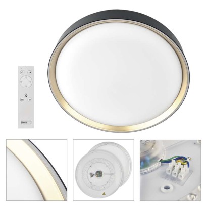LED přisazené svítidlo ILVI, kruhové 30W, stmívání+CCT, černá+champagne