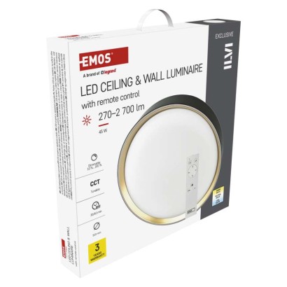 LED přisazené svítidlo ILVI, kruhové 45W, stmívání+CCT, černá+champagne