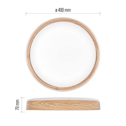 LED přisazené svítidlo ILVI, kruhové 30W, stmívání+CCT, dřevo