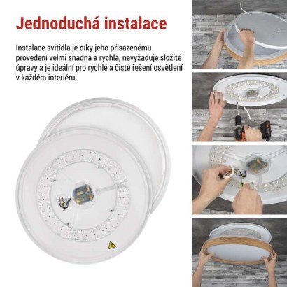 LED přisazené svítidlo ILVI, kruhové 30W, stmívání+CCT, dřevo