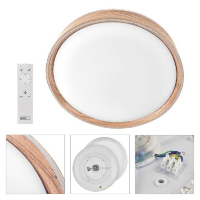 LED přisazené svítidlo ILVI, kruhové 30W, stmívání+CCT, dřevo