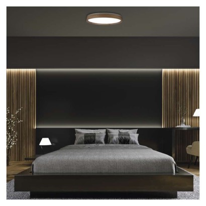 LED přisazené svítidlo ILVI, kruhové 45W, stmívání+CCT, dřevo