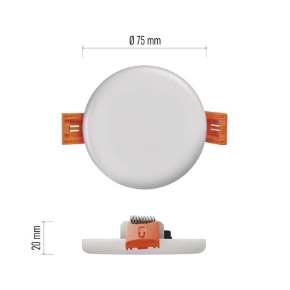 LED Panel 75mm, rund, Einbauleuchte weiss, 6W neut. w., IP65