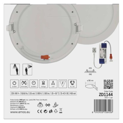 LED recessed luminaire NEXXO, round, white,  18W, warm white