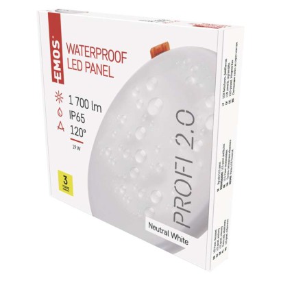 LED Einbauleuchte 185mm, rund, weiss, 19W neut.w. IP65