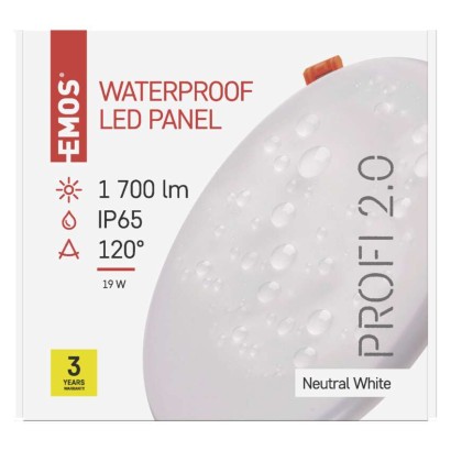 LED Einbauleuchte 185mm, rund, weiss, 19W neut.w. IP65