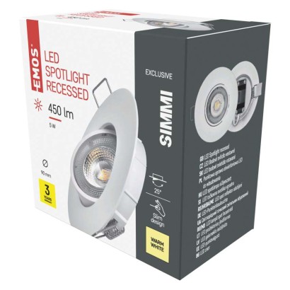 LED Deckenspot SIMMI weiss, rund, 5W warmweiss