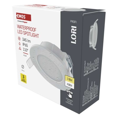 LED reflektor LORI bele barve, okrogel, 4,5W CCT