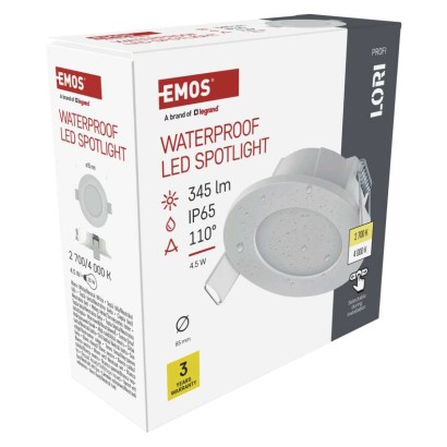 LED reflektor LORI bele barve, okrogel, 4,5W CCT