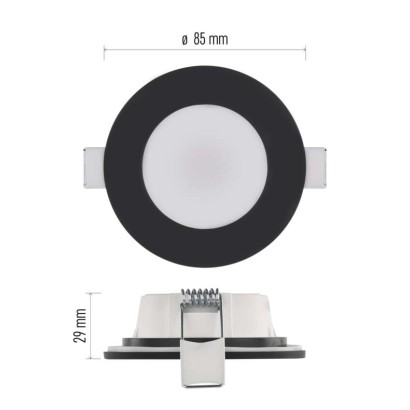 LED reflektor LORI črne barve, okrogel, 4,5W CCT