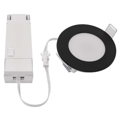 LED reflektor LORI črne barve, okrogel, 4,5W CCT