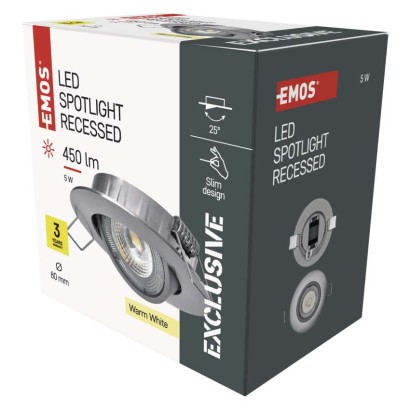 LED Deckenspot SIMMI silber, rund, 5W warmweiss