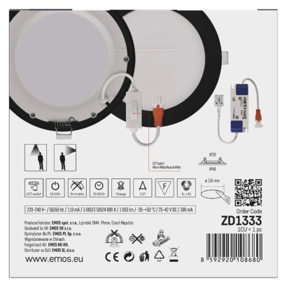 LED-Einbauleuchte NEXXO, rund, schwarz, 12,5W, mit Change CCT