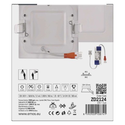 LED-Einbauleuchte NEXXO, quadratisch, weiß, 7W, warmweiß