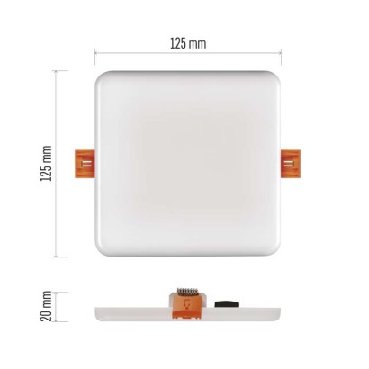 LED Einbauleuchte 125x125, quadr., weiss, 10 W neutralw.,IP65