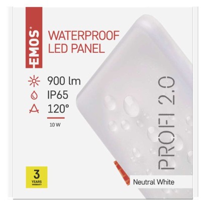LED Einbauleuchte 125x125, quadr., weiss, 10 W neutralw.,IP65