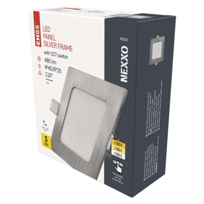 LED šviestuvas NEXXO sidabrinis, 12 x 12 cm, 7 W, šiltai / neutraliai baltas