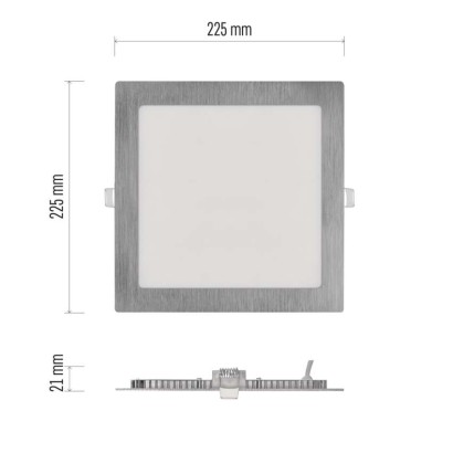 Panel LED wpuszczany NEXXO, kwadrat, srebrny, 18W, CCT
