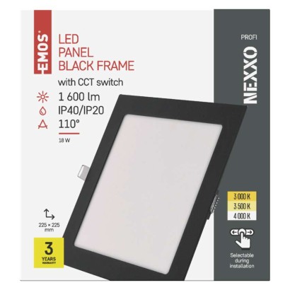 LED podhledové svítidlo NEXXO černé, 22,5 x 22,5 cm, 18 W, teplá/neutrální bílá