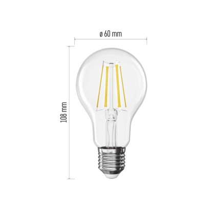 LED žárovka Filament A60 / E27 / 5,9 W (60 W) / 806 lm / Neutrální bílá