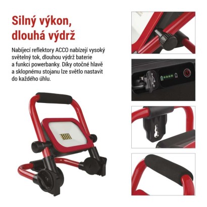 LED reflektor ACCO nabíjecí přenosný, 20W, studená bílá