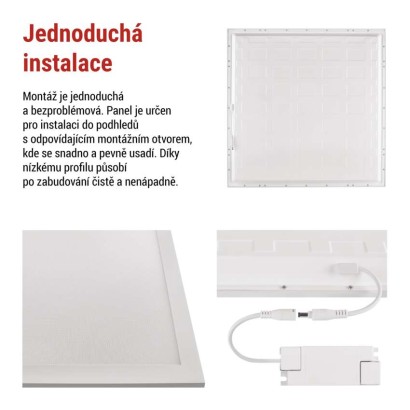 LED panel LUXXO 60 x 60 cm / 32 mm, 22 W, 3 800 lm, vestavný, neutrální bílá, UGR<19, IP21
