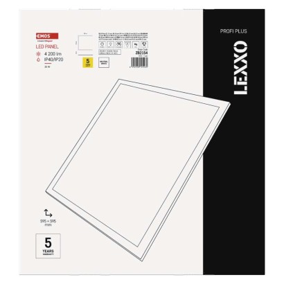 LED panel LEXXO 60 x 60 cm / 25 mm, 30 W, 4 200 lm, vgradni, nevtralno bela, IP44 / IP21
