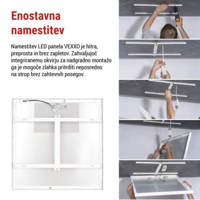 LED panel VEXXO 60 x 60 cm / 37 mm, 33 W, 4 100 lm, nadgradni, nevtralno bela, IP20 UGR
