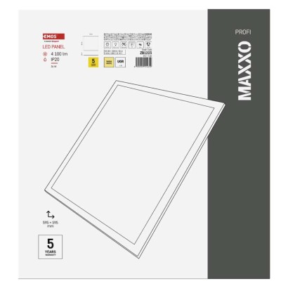 LED panel MAXXO 60 x 60 cm / 10 mm, 36 W, 4 100 lm, vgradni, toplo bela, UGR<19, IP21