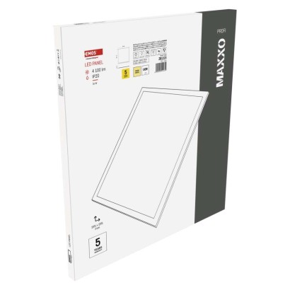 LED panel MAXXO 60 x 60 cm / 10 mm, 36 W, 4 100 lm, vgradni, toplo bela, UGR<19, IP21