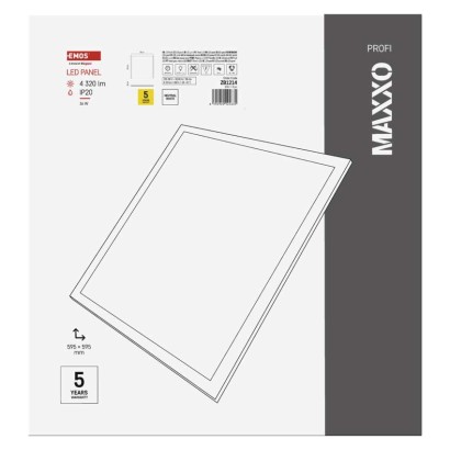 LED panel MAXXO 60 x 60 cm / 10 mm, 36 W, 4,320 lm, vgradni, nevtralno bela, IP21