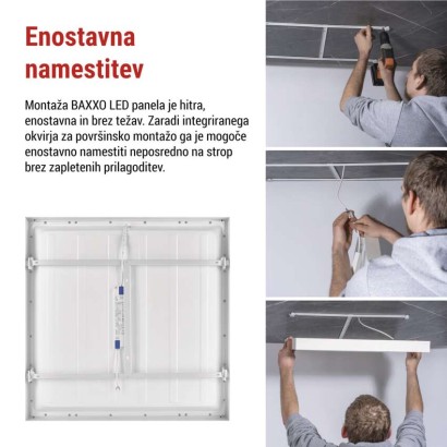 LED panel BAXXO 60 x 60 cm / 50 mm, 36 W, 4 320 lm, nadgradni, nevtralno bela, IP21